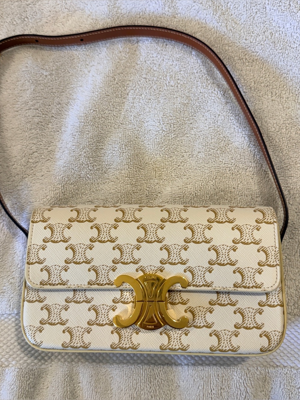 Celine Claude Shoulder Bag, Tan - Picture 2 of 16